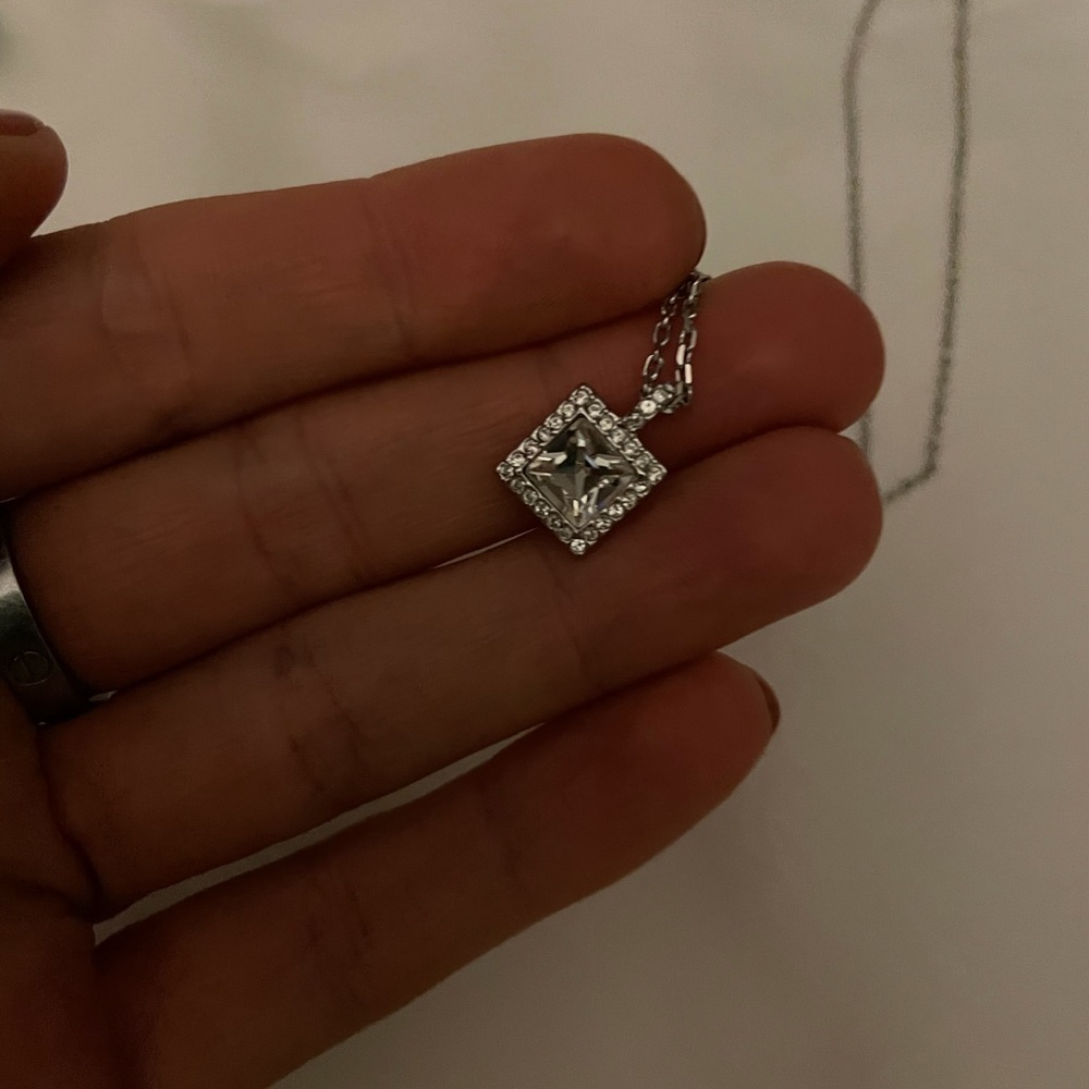 Square, Diamond Cluster Swarovski necklace